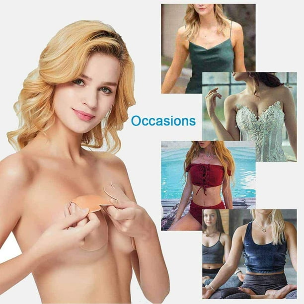 Bseka Sticky Bra For Women Nipple Cover Strapless Bras Strapless Invisible  Push Up Bra Tape Silicone Pull-Up Bra Summer Invisible Bra 