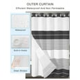 thumbnail image 2 of No Hook Cloth Fabric Shower Curtain with Snap in Liner, Black Grey Stripe Waterproof Shower Curtains Set with See Through Top Window, Modern Art Horizontal Striped Bath Curtains Shower 72"x78", 2 of 6