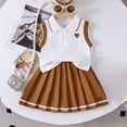 thumbnail image 7 of Amidoa Girls Summer Outfits 2 Piece Short Sleeve Cute Top and Pleated Skirt Kids Clothing Sets Brown Size 2-3 Yeas, 7 of 7
