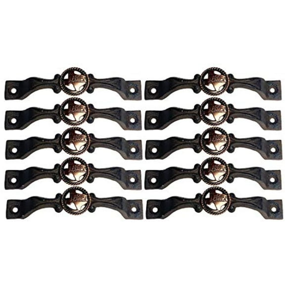 Urbalabs Cast Iron Kitchen Cabinet Handles and Drawer Pulls State of Texas Concho Cross and Star Country Home Rustic Decor Farmhouse Cabinet Handle Western Cabinet Knobs (10, Cowboy Taking a Knee)