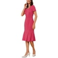 thumbnail image 4 of INSPIRE CHIC Vestido de Sheath para Mujeres, Vestido de Cóctel de Fiesta, Decoración de Botones Vintage de los Años 50, Vestido Midi de Sirena con Volantes, M Rosa Fucsia, 4 of 6