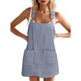 thumbnail image 2 of Women Summer Striped Casual Denim Dress Sleeveless Denim Dress with Pockets, 2 of 7
