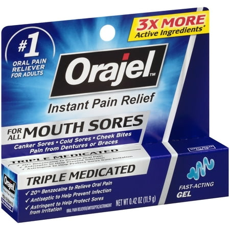 Orajel Soulagement de la douleur instantanée Gel pour tous Plaies dans la bouche, 0,42 oz