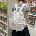 thumbnail image 3 of KKLDOGS Cute Backpack Coquette Floral Back Pack with Lace Trim & Plush Charm Kawaii Backpack for Classes Travel, 3 of 7