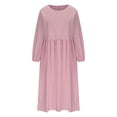 thumbnail image 4 of Kiplyki Women's Long Sleeve Fall Dress Spring And Round-Neck Solid And Linen Pocket Dress, 4 of 6