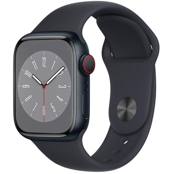 Restored Apple Watch Series 8 45mm GPS   Cellular Midnight Aluminum Case - Midnight Sport Band Like New