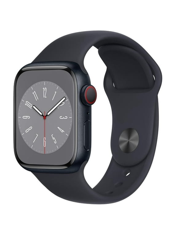 Restored Apple Watch Series 8 (GPS + Cellular, 41mm) Midnight Aluminum Case with Midnight Sport Band - S/M