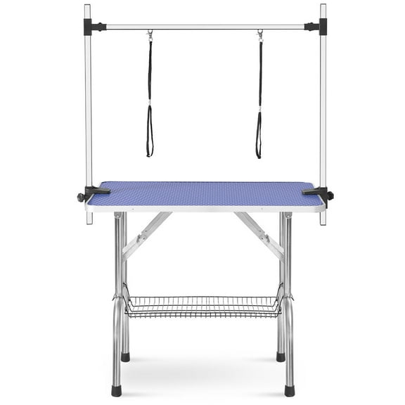 Irene Inevent Pet Hair Trimming Grooming Table with Adjustable Arm Clamps Large Animal Hair Styling Table