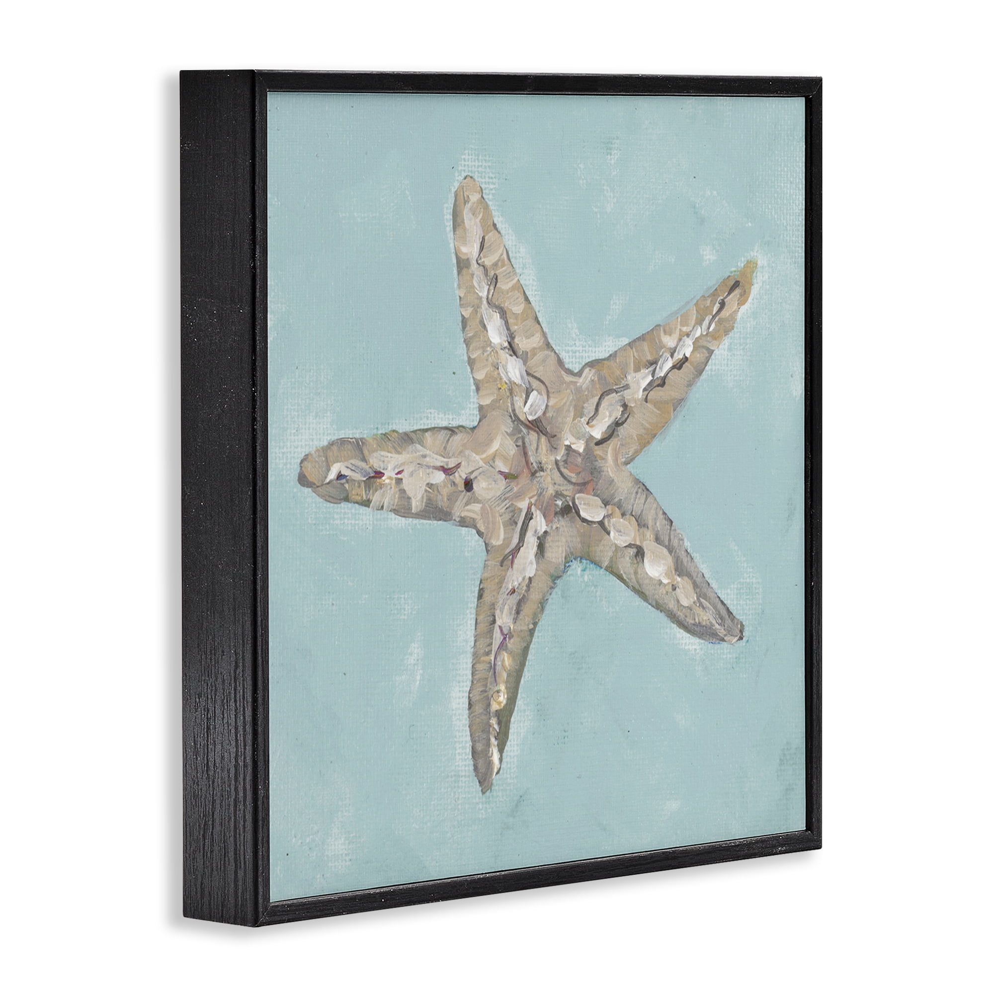 Stupell Industries Blue Starfish Impression Coastal Painting Black Framed Art Print Wall Art, 12 x 12