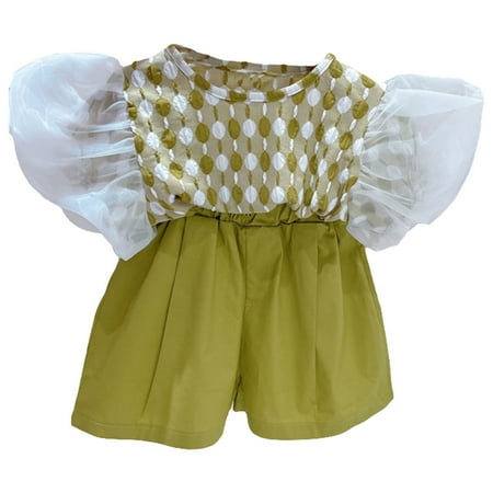 

Rovga Outfits For Toddler Girls Baby Outfits&Set Bubble Sleeve Top And Shorts Summer Outdoor Casual Fashionable Suit