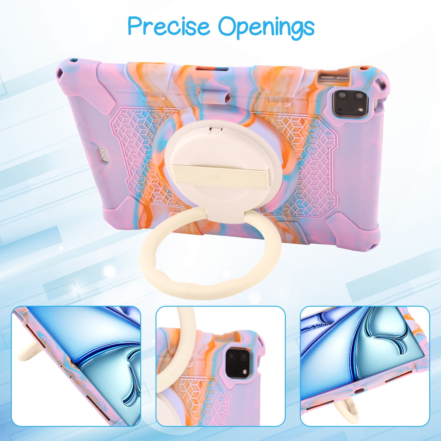 Case for Apple iPad Pro 11 5th 4th 3rd 2nd 1st Gen/ iPad Air 11 2024 M2/Air 4 5, Soft Silicone Drop Protection Rotating Kickstand with Shoulder Strap Pencil Holder Kids Friendly Lightweight, Purple