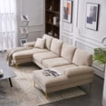 thumbnail image 3 of 114" U-Shaped Modular Sofa,Chenille Fabric Sectional Sofa with Double Chaise Lounge & Gold-Plated Feet,4-Seat Sofa Couch for Living Room Apartment Office,Camel, 3 of 9