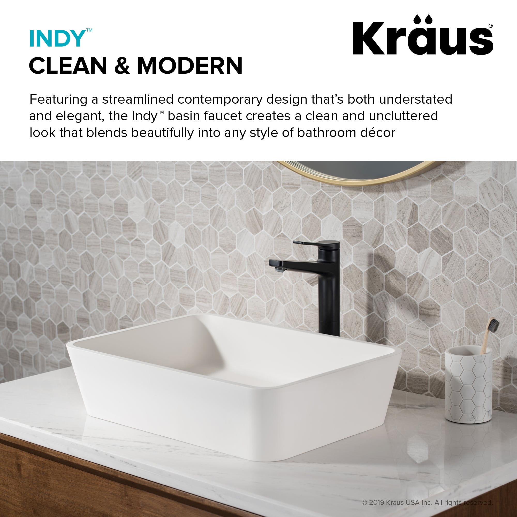 Indy Single Handle Vessel Bathroom Faucet in Matte Black