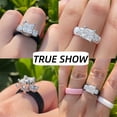thumbnail image 3 of Flydeer Silicone Rings for Women 3 Stones Princess Round Cut Engagement Rings Promise 5A CZ Wedding Ring Jewelry for Her Size 7, 3 of 7