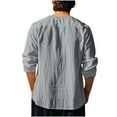 thumbnail image 5 of SHTXOZHI Fall Tee Shirts for Men Long Sleeve Lace-Up Pullover Shirts Solid Color Casual Tops, 5 of 7