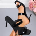 thumbnail image 3 of GERsome Women's Stiletto Heels Sandals Square Open Toe Slip On Dress Shoes Work Wedding Party Pumps Black Size 8.5, 3 of 9