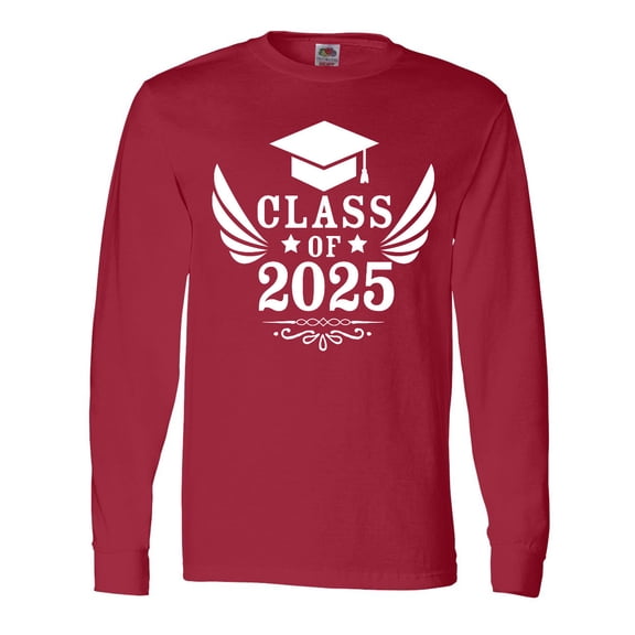 Inktastic Class of 2025 with Graduation Cap and Wings Long Sleeve T-Shirt