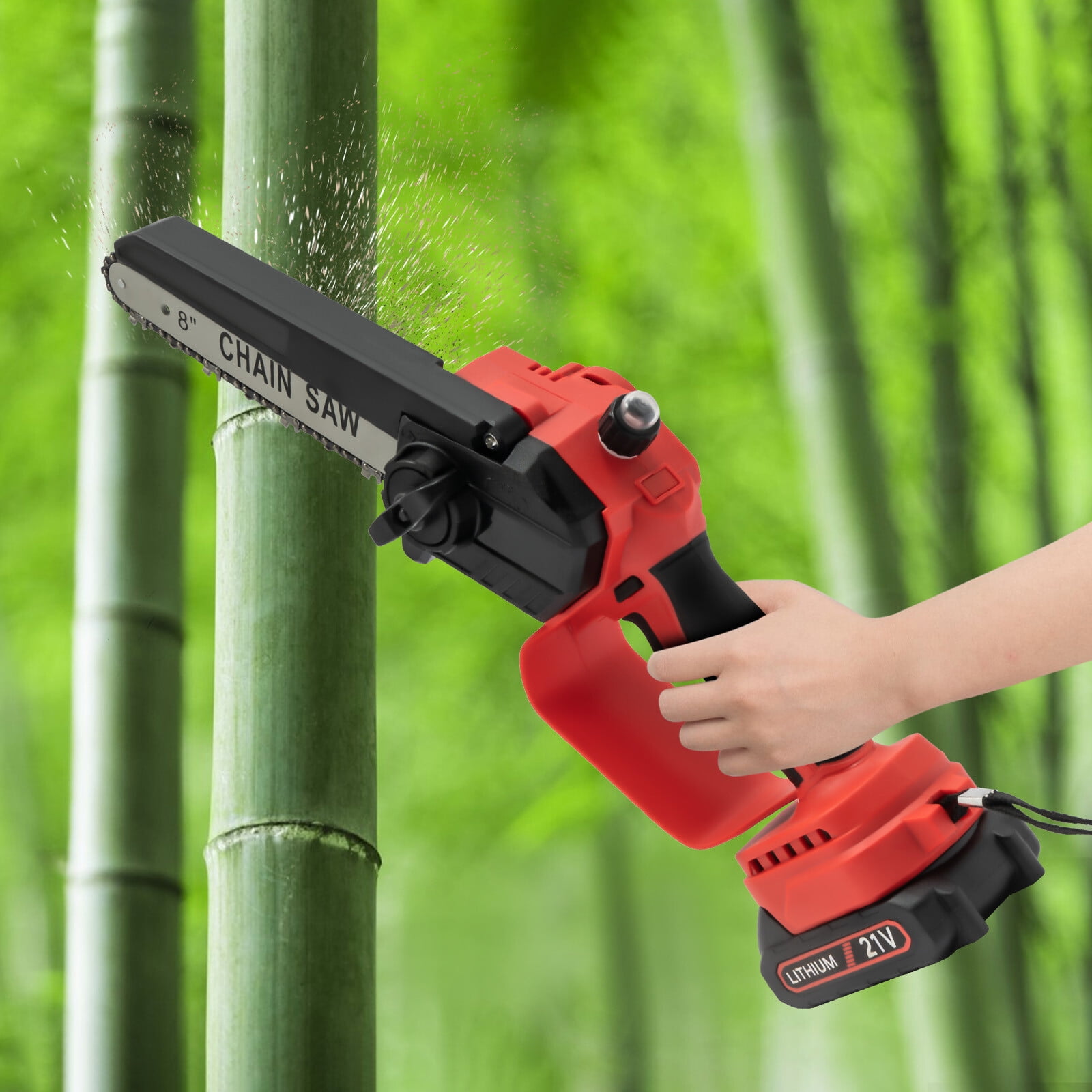 Mini Cordless Chainsaw – 8-Inch Cutting Diameter, 800W Power, 2x 2000mAh Batteries, Safety Lock & Splash Guard, Lightweight, Battery-Powered – Ideal for Gardening, Wood Cutting & DIY Tasks