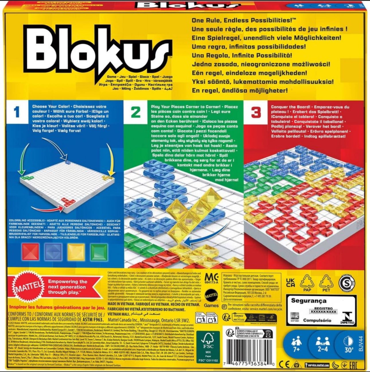 Board Game Blokus Strategy Game For 2-4 Players -Conquer The Board, 7+ yo
