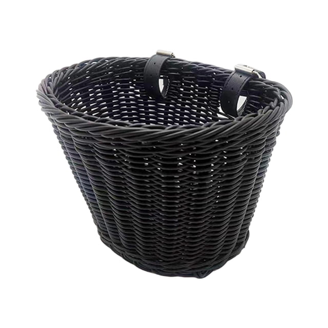 Almencla Panier de Vélo en Osier pour Enfants Panier Réglable Tressé à la Main Imperméable Noir