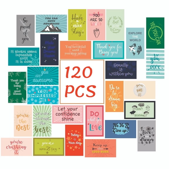 120 Pcs Motivational Encouragement Quote Cards Inspirational Kindness Appreciation Gratitude Business Cards Encouragement Mini Note Cards, 30 Styles, 3.5 x 2 Inch