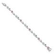 thumbnail image 2 of Gem Stone King 925 Sterling Silver Heart Shape Pink Moissanite White Moissanite and White Lab Grown Diamond Greek Vine Flower Tennis Bracelet for Women (5.04 Cttw, 7.5 inch), 2 of 4