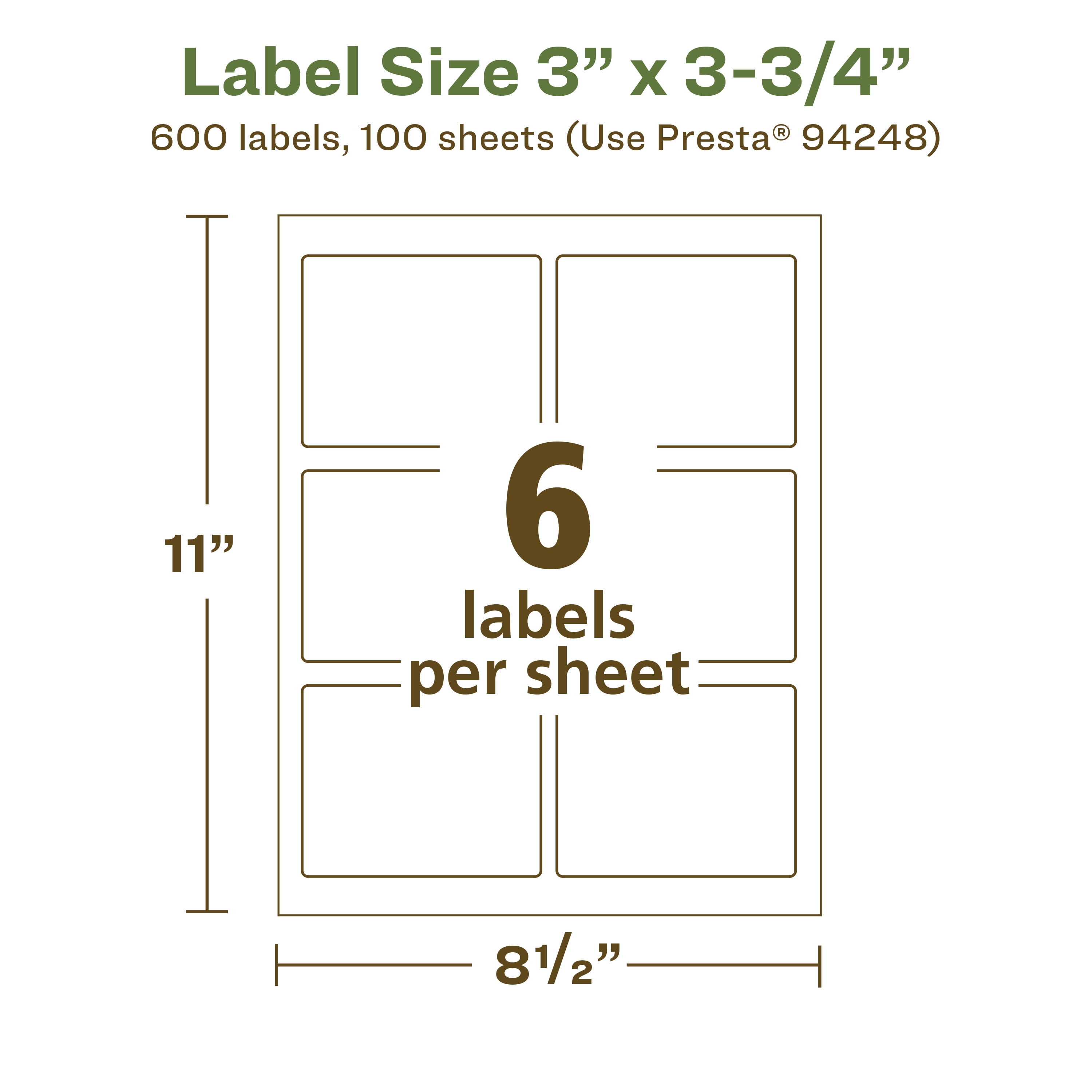 Avery EcoFriendly Rectangle Labels, 3" x 3-3/4", 600ct