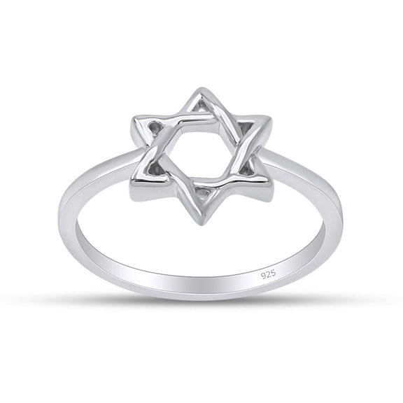 AFFY Star of David Jewish Magen Hebrew Shield Ring Star Symbol Ring 14K White Gold over Silver-4