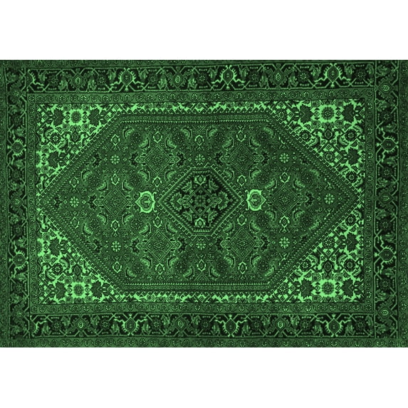 Ahgly Company Indoor Rectangle Persian Emerald Green Traditional Area Rugs, 7' x 9'