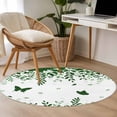 thumbnail image 4 of Round Rugs 4 Ft, Green Spring Botanical Non Slip Area Rugs for Kitchen Bedroom Entryway, Weeping Eucalyptus Butterfly Washable Carpet Runner Rug Floor Mats for Bedroom Home Decor, 4 of 8