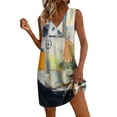 thumbnail image 3 of Summer Short Dresses for Women Plus Size Floral Printed V-Neck Sleeveless Casual Loose Summer Vacation Beach Sundresses with Pockets, 3 of 8