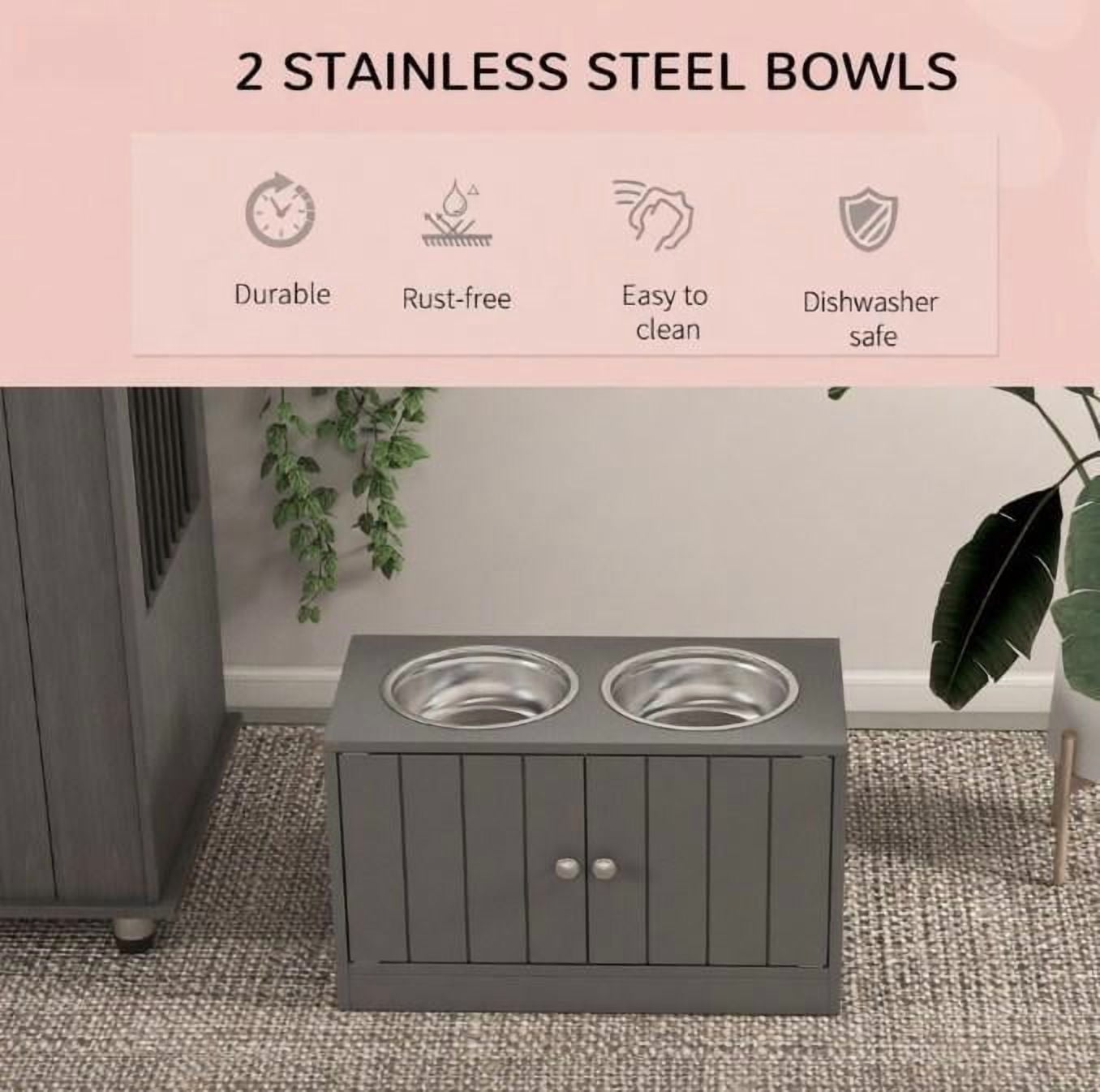 Pet Bowls, Elevated Dog Bowls with Storage Cabinet Containing Large Capacity