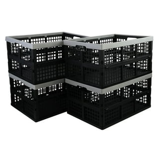 Eslite 34L Large Plastic Folding Storage Crates,Collapsible Crates for  Storage,Pack of 3 (Black+Red) - Yahoo Shopping