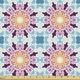 thumbnail image 1 of Ethnic Sofa Upholstery Fabric by the Yard, Oriental Mosaic Floral Symbolic Eastern Style Geometric Boho Inspired, Decorative Fabric for DIY and Home Accents, Purple Pale Azure Blue by Ambesonne, 1 of 5
