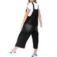 thumbnail image 3 of Sleeveless Women Casual Denim Jumpsuit Loose Wide Leg Jeans Oversall Bib Pants, 3 of 3