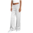 thumbnail image 5 of Womens Wide Leg Palazzo Pants Satin Silk Casual Loose Elastic Waist Drawstring Lounge Pants Lightweight Comfy Pajama Bottoms White, 5 of 8