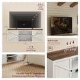 thumbnail image 4 of LEDREM Farmhouse TV Stand for 80-Inch TVs, Entertainment Center with Sliding Barn Doors and 4 Storage Compartments, Rustic White and Brown, 4 of 6