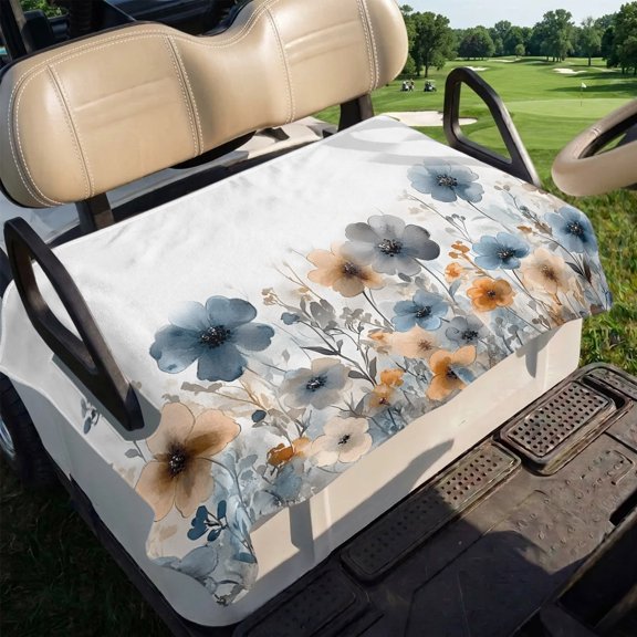 Poppies Floral Golf Cart Seat Covers, Spring Botanical Flowers Summer Golf Cart Seat Towel Cover for 2/4 Seater Bench Seats, Breathable Washable Dust & Sun Protection Seats Blanket 51''x31''