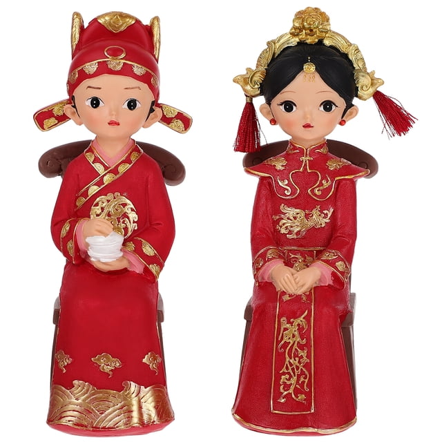 1 juego de figuras de novios de estilo chino, decoración de boda, regalo para recién casados