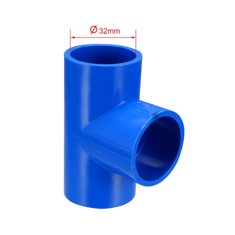 Unique Bargains 32mm Slip Tee PVC Pipe Fitting T-Shaped Coupling Connectors  Blue 5 Pcs 