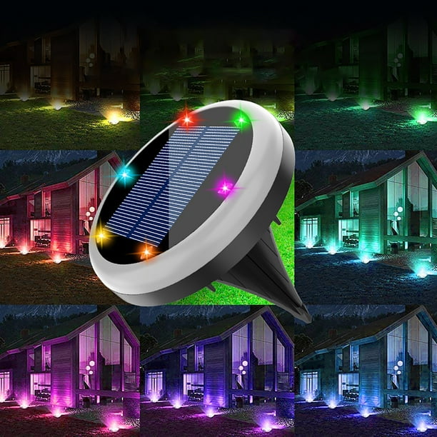 Xihbxyly Luces Solares de Suelo, Lámpara Led de Disco Impermeable, Luz de Jardín Que Cambia de Color, Decoración para Patios y Caminos, Fácil Instalación, Energía Solar, Paquete de 6
