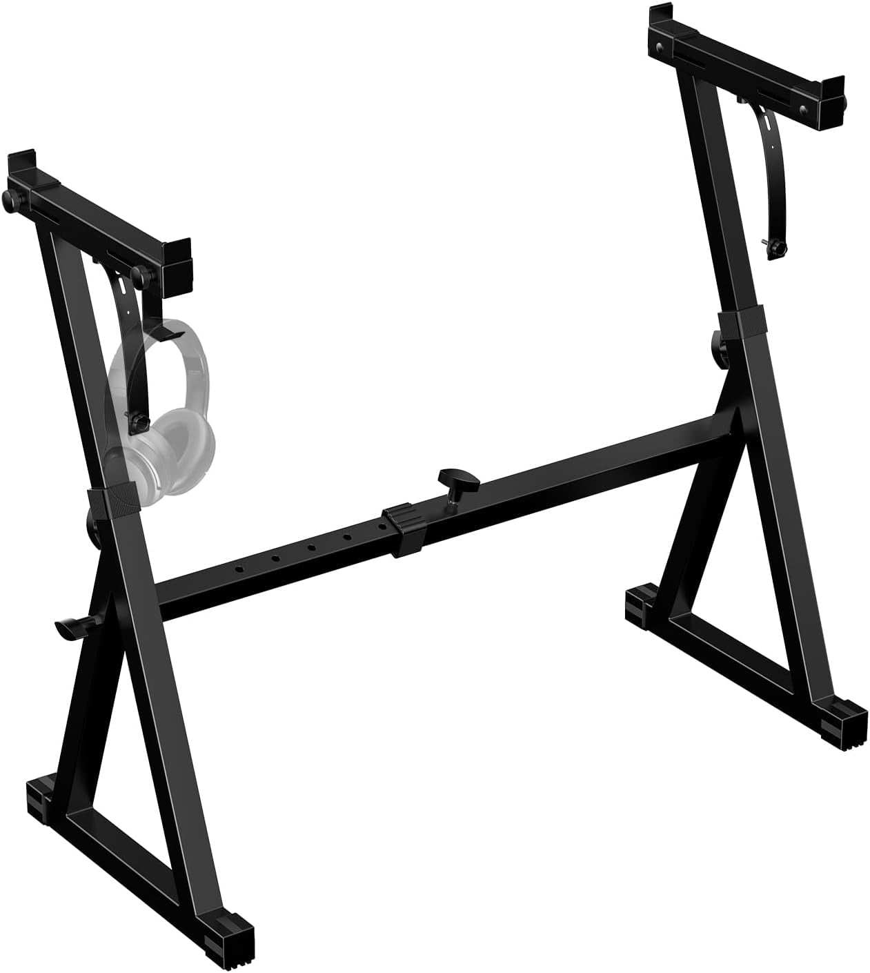 Keyboard Stand Double-X, Heavy-Duty, Pre-Assembled Piano Stand for Kids and Adults, 8 Adjustable Digital Piano Stand with Locking Straps Fits 54 61 88 (X)