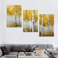 thumbnail image 4 of Nawypu Birch Tree Forest Wall Art Decor Autumn Fall Yellow Modern Artwork Canvas Painting Prints Pictures Home Decor For Living Room Dining Room Bedroom 12''x16''X3 Panels, 4 of 4