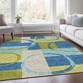 thumbnail image 6 of HomeRoots 675073 3 x 5 ft. Denim Blue, Green & Ivory Geometric Washable Machine Made Rectangle Area Rug with UV Protection, 6 of 9
