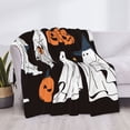 thumbnail image 4 of Vsdgher Halloween Ghosts And Pumpkins Pattern Fleece Throw Blanket, Horizontal Fleece Bedding Home Decor for Couch & Bed All Season Use -60"x50", 4 of 7