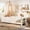 Beige, variant on AskPeak Twin Floor Bed with Full-Length Guardrails, Montessori Kids Bed with Bookshelf, Solid Wood, Beige