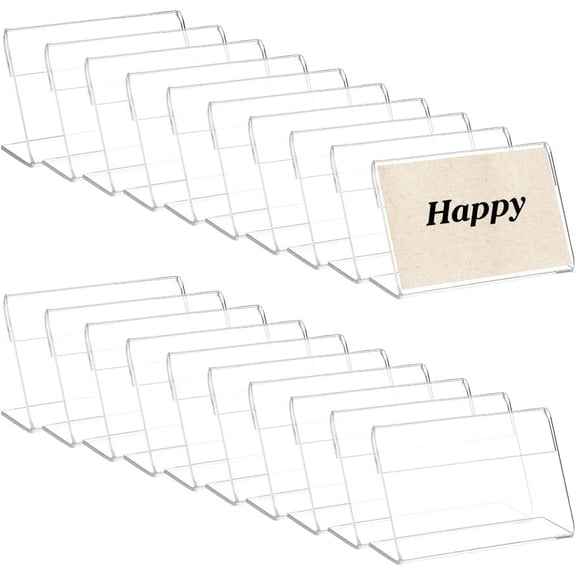 36 Pcs Mini Acrylic Sign Holders 1.1x3.15 Inch Clear Sign Holders Acrylic Name Card Holders for Business Card Display in Offices Restaurants Stores Clear