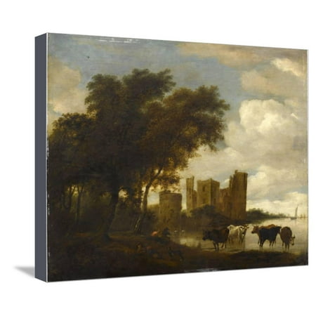 Paysage avec le château d'Egmond Stretched Canvas Print Wall Art By Salomon Van Ruysdael