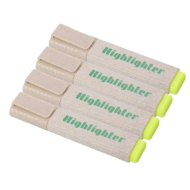 Unique Bargains Highlighter, Broad Point, Yellow, 4 Pack