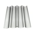 thumbnail image 1 of French bread pan Non-Stick Perforated French Bread Pan Mold for Baking 4 Loaves Wave Baker (Silver), 1 of 6